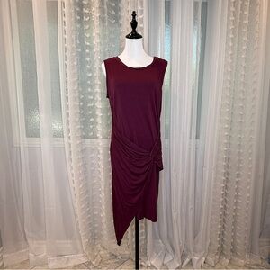 Mauve Knit Draped Sleeveless Dress